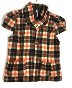 Event Brand Polyester Blend Peacoat Little Girls Sz: M Black/Orange Plaid Retro - Picture 1 of 10