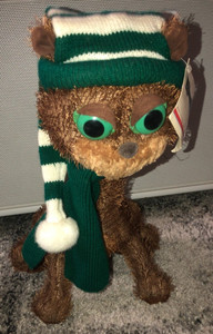 Carlton Cards Twisted Whiskers Poseable 14" Tom Cat Plush w/ Green Hat & Scarf