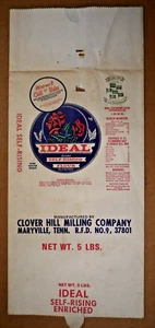 Vintage Sack Paper Bag - IDEAL FLOUR, CLOVER HILL MILLING, MARYVILLE TENNESSEE - Picture 1 of 1