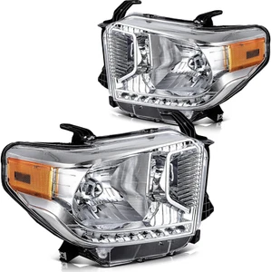Headlight Assembly 2014-2017 Tundra Clear Lens Chrome Housing - Picture 1 of 12
