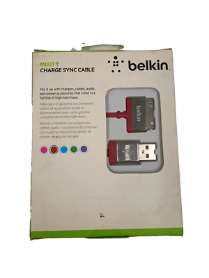 Belkin Mixit Red 30 Pin USB Charge Sync Cable for iPhone 4S iPod touch iPad - Image 1 of 4