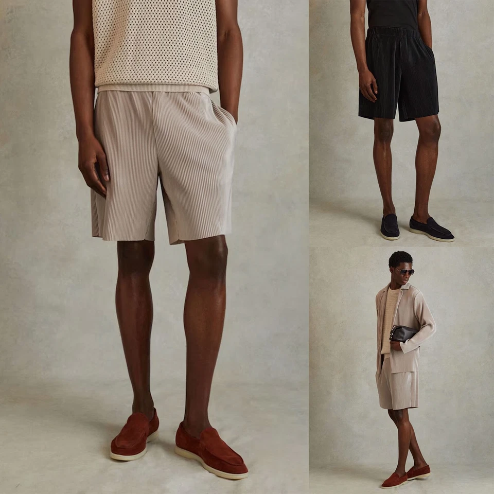 Шорты мужские REISS Milos Plisse дизайнерские эластичные на талии расслабленные свободного покроя - Изображение 1 из 1