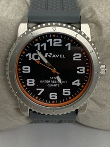 Ravel T2104 Mens Gray Silicon Analog Black Dial Quartz Genuine Wrist Watch HK872 - Picture 1 of 11