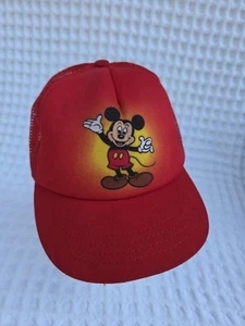 Vintage Mickey Mouse Walt Disney Trucker Netzrücken MÜTZE KAPPE rot klein doof Mütze CO. - Bild 1 von 4