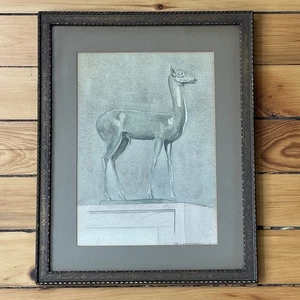 Antike Art Deco Jugendstil Rendering Zeichnung Hirsch Villa dei Papiri in Herculaneum - Bild 1 von 14