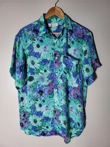 RARE Vintage Guess X George Marciano Sheer Floral Size 2 M Hawaiian Shirt HTF - Picture 1 of 8