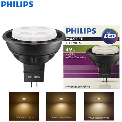 Philips LED MR16 4.9W Spotlight Bulb 12V GU5.3 Reflector Lamp 2700K 3000K 4000K - Image 1 of 4