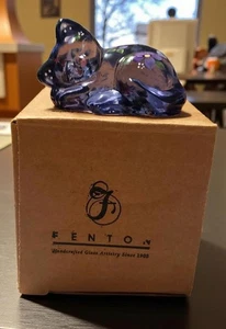 Lenox Sweet Dreamer Violet Kitten Art Glass Figurine Fenton Signed Made in USA - Picture 1 of 20