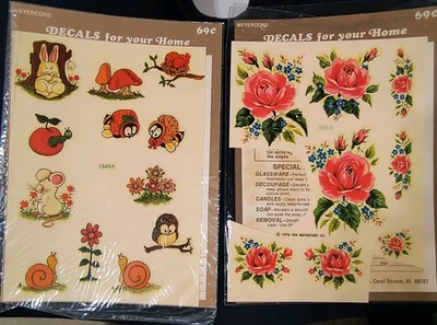 Juegos de calcomanías retro vintage 1976 Meyercord (2) (animales y flores) Foto 1 de 4