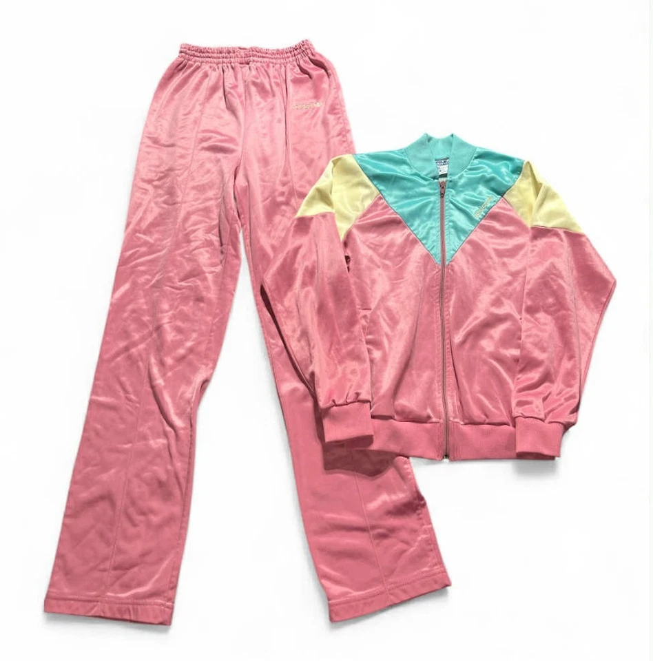 Rare Vintage 70's-80's Adidas Womens Pastel Pink Teal Tracksuit Set Small - Image 1 of 4