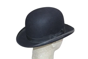 Antiker Vintage federleichter Derby Bowler Hut Größe 7 1/8 schwarz Gangsta um 1920 - Bild 1 von 11