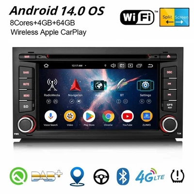 Android 14 Car Stereo For SEAT LEON 2013-2018 GPS Navi CarPlay 4+64GB 8-Core DSP - Image 1 of 4