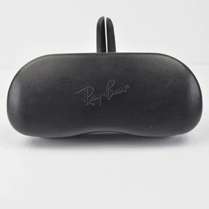 Ray Ban Sunglass Case - Black Leather Hard Snap Clamshell Glasses Case - Large - Picture 1 of 6