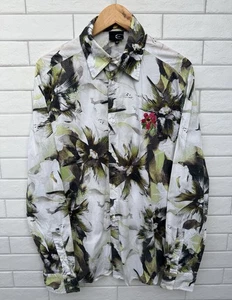 Men’s Just Cavalli White Flower Embroidered Cotton Button Front Shirt Size 50 - Picture 1 of 20