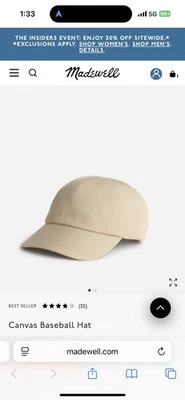 Gorra de béisbol de lona Madewell NUEVA Foto 1 de 4