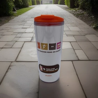 Dunkin Donuts 16 oz Travel Tumbler Hot/Cold “This Teacher Runs on Dunkin” NEW - Image 1 of 3