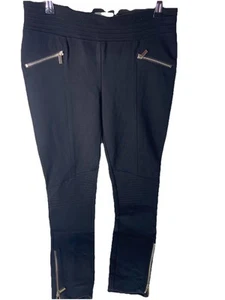 H&M Straight Black Pants Size US 10 - Zipper Detail Skinny Leg - VGC - Free Post - Picture 1 of 11