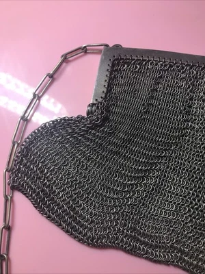 VTG Art Deco Chain Mail Purse Handbag German Silver Metal Wire Kiss Clasp 5x5 - Image 1 of 4