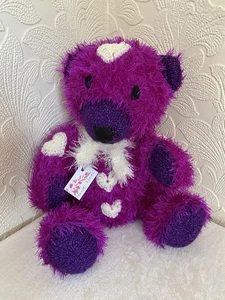 Handgestrickt Weihnachten lila Teddybär Lametta großes Stofftier Plüsch Glitzer Geschenk - Bild 1 von 11