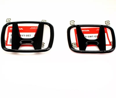 Front Grille Trunk Black H+ Emblem For Honda Civic 06-2015 LX SI EX LX FE Badge - Image 1 of 4