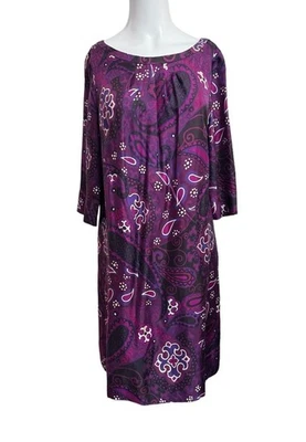 Vestido recto Banana Republic SEDA 10 púrpura cachemira botones espalda cuello redondo Foto 1 de 4