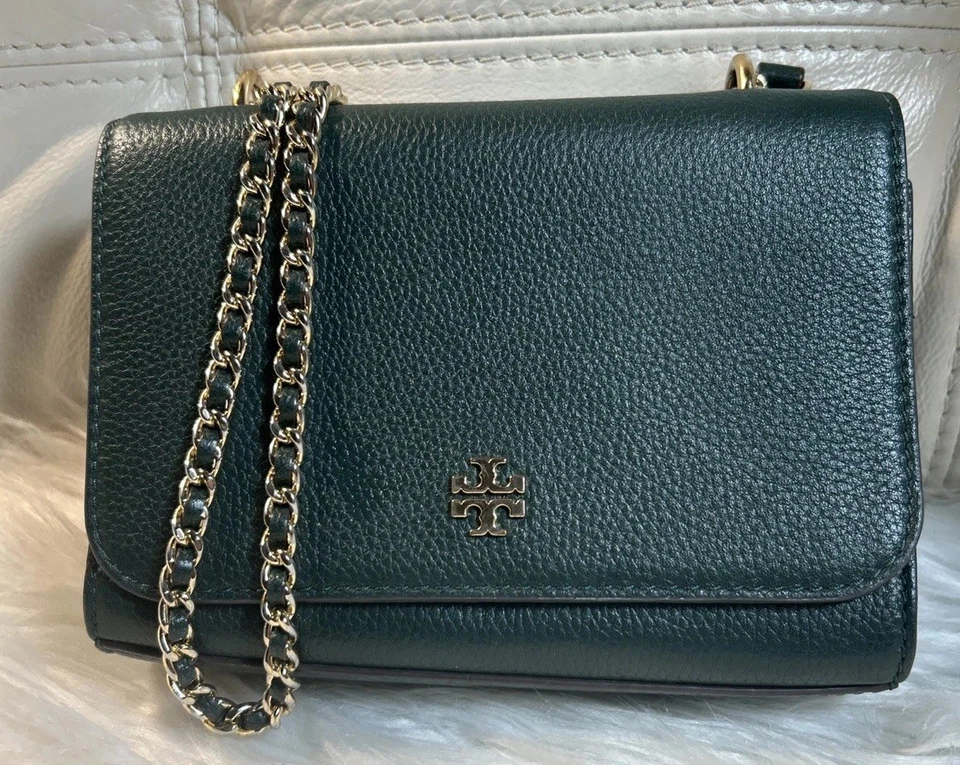 Tory Burch Mini Bag Small Green Carter Shrunken Shoulder & Crossbody Chain - Image 1 of 4