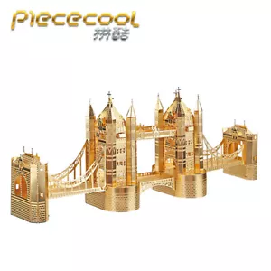 London Tower Bridge-Gold 3D Metal Puzzle Model Kits Assemble Jigsaw Toy - Picture 1 of 8