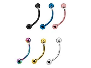 Titanium Eyebrow Piercings Curved Bar Anti- Eyebrow, Rook Stud, Cartilage - Picture 1 of 8