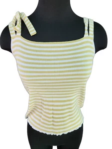 Ann Taylor LOFT Tank Top Yellow Gold White Stripes Womens Size Extra Small XS - Picture 1 of 10