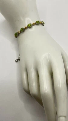 Karis Designer Modernist Peridot Venusian Box Sterling Silver Slide Bracelet - Image 1 of 4