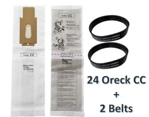 24 Oreck CC Allergen Vacuum Cleaner Bags + 2 Belts Fit XL XL2 Upright Models - Picture 1 of 3