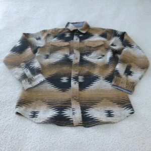 CE Schmidt Jacket Mens Medium Aztec Flannel Shacket Navajo Brown Shirt - Picture 1 of 7