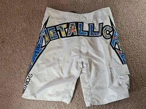Metallica Billabong Bart Simpson/Simpsons Boardshorts mit Kordelzug, Größe 32 weiß - Bild 1 von 8