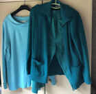 Cropped trousers, zip cardigan,  BHS jumper, teal/turquoise - 3 mixed items