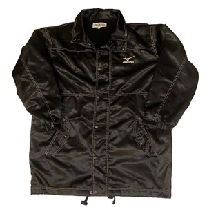 Vintage Mizuno Black Long Jacket Utility Coat Japanese sz Medium - Picture 1 of 9