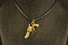 .45 PISTOL CHARM NECKLACE  Jewelry GOLD TONE  Western NEW! Colt  USA SELLER! gun