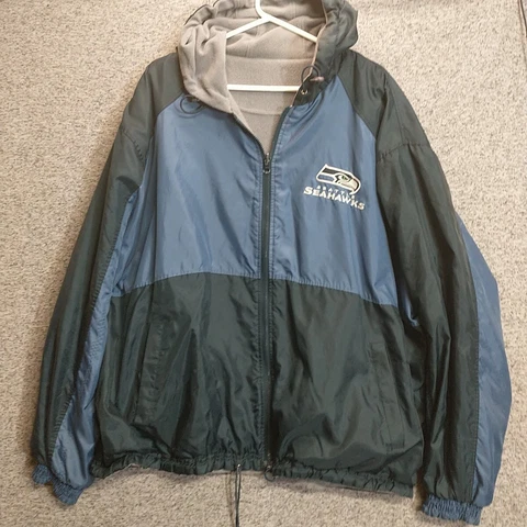 Seattle Seahawks Reversible Jacket Mens 2XL NFL Football Rainjacket Windbreaker Cover