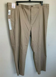 Roundtree & Yorke Total Flex Herren Hose khaki vorne flach Reißverschlusstaschen (3 Größen) NEU - Bild 1 von 10