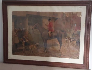 Large Antique Hunting Scene Print E. S & A Robinson Ltd, Bristol. - Picture 1 of 9
