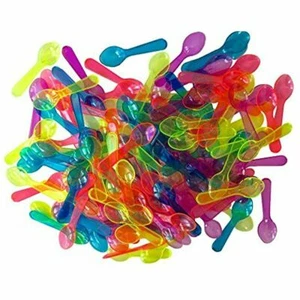 (Pack of 150) 3" Mini Taster Spoons Tiny Plastic Brightly Colorful Party Spoons - Picture 1 of 4