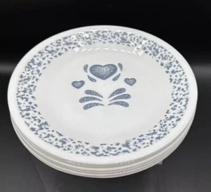 Corelle Blue Sponge Heart Salad Bread Dessert Luncheon Plates Lot of 6, 7” (457) - Picture 1 of 10