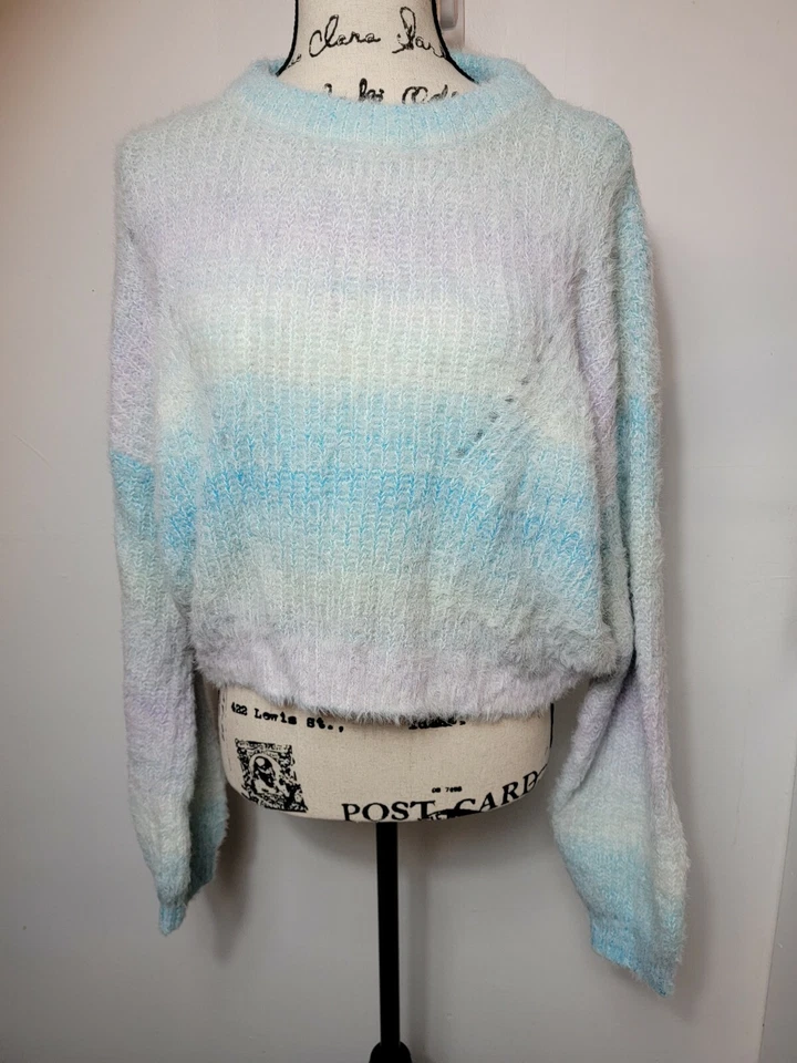 Wild Fable Womens Spacedye Crewneck Pullover Sweater Blue M