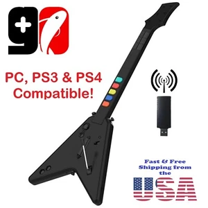NUEVO Controlador de Guitarra Inalámbrico Blanco para PS4, Ps3 y PC para Guitar Hero y Rockband - Imagen 1 de 9