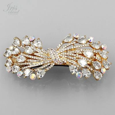 Pinza para el cabello 18K GP moño transparente estrás cristal circonita cúbica pasador accesorios para el cabello 6 Foto 1 de 4