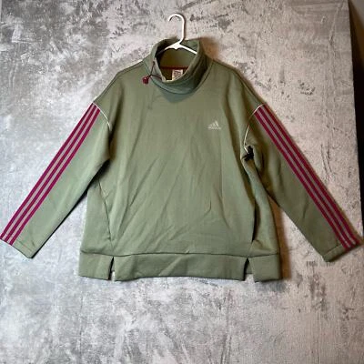 Adidas Talla XL Intuitive Warmth Sudadera Legacy Verde, Rosa Rayas Para Mujer Nueva Foto 1 de 4