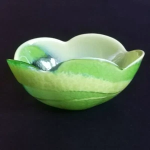 MURANO FOSILLI BOWL, Venezia, Green, Art Glass, Made in Italy - Picture 1 of 6