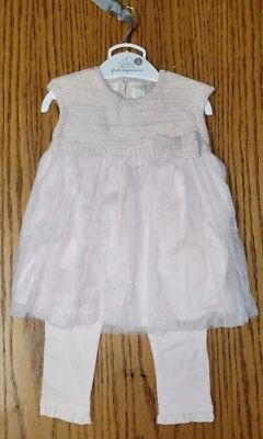 Nuevo con etiquetas Vestido Tejido First Impressions Legging Rosa Detalle Lazo Talla 12 meses Foto 1 de 2