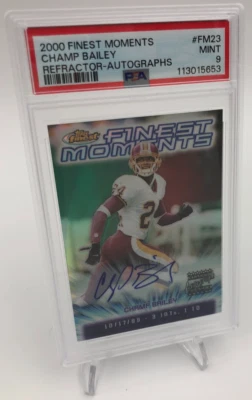 Tarjeta REFRACTOR CHAMP BAILEY PSA AUTO 2000 Topps FINEST MOMENTS grado PSA COMO NUEVA 9 Foto 1 de 4