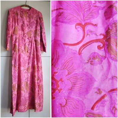 Vintage 50s 60s Silk Thai Caftan Kaftan Dress Siam Kimono HIPPIE Jim Thompson - Image 1 of 4