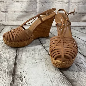 Sandali con zeppa Prada marroni design con cinturino e suola plateau intrecciata taglia 8,5 US 38,5 EU - Foto 1 di 9